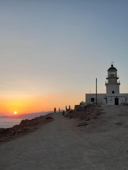 Sunset in Armenistis Lighthouse, Mykonos Greece